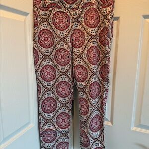 Chico's Red and Black Patterned Skinny Jeans